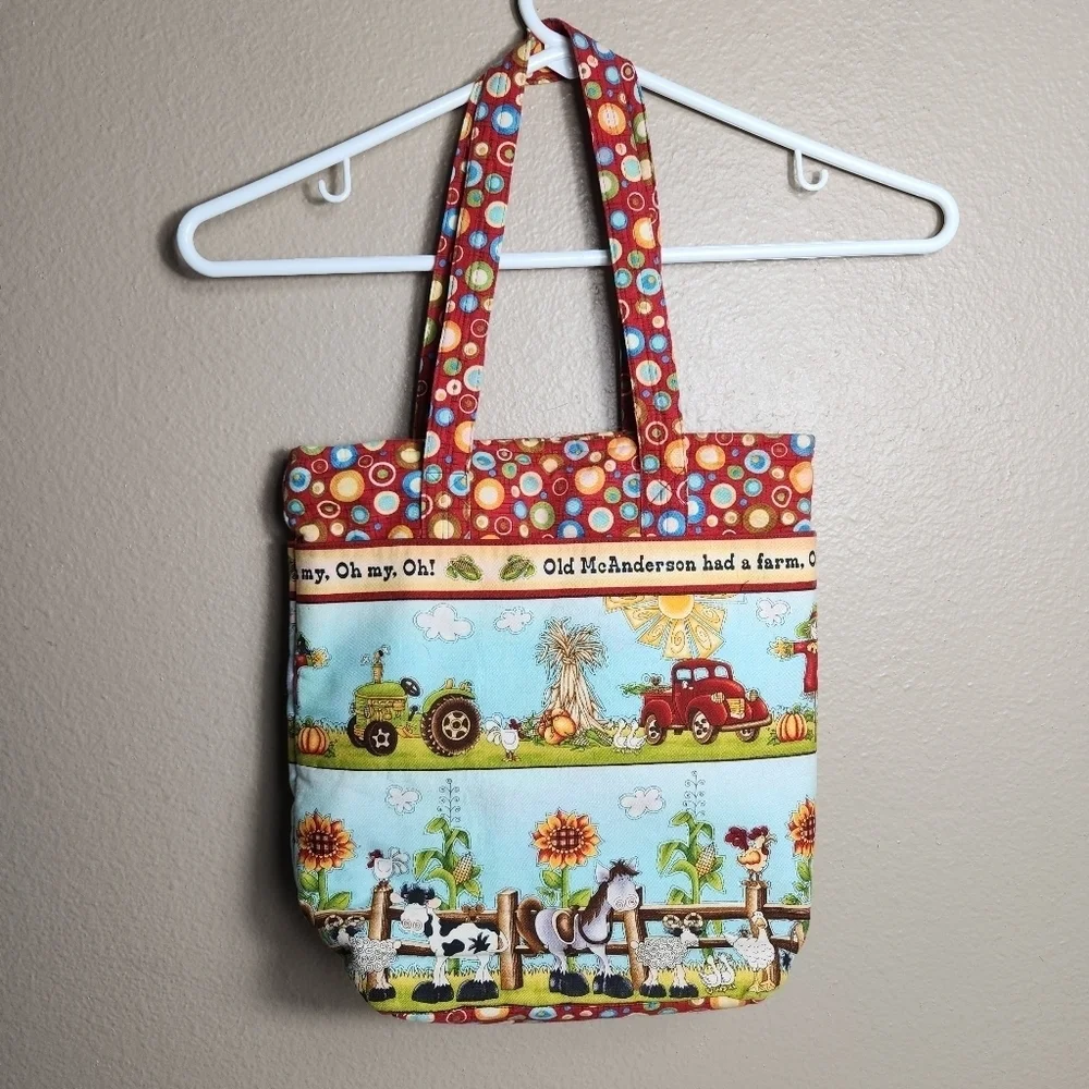 Handmade Old McAnderson Had a Farm Medium Tote |11Wx12Hx5D